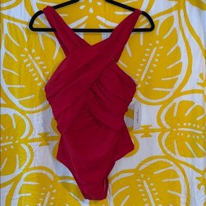 NWT Halter Top One-Piece with Molded Cups